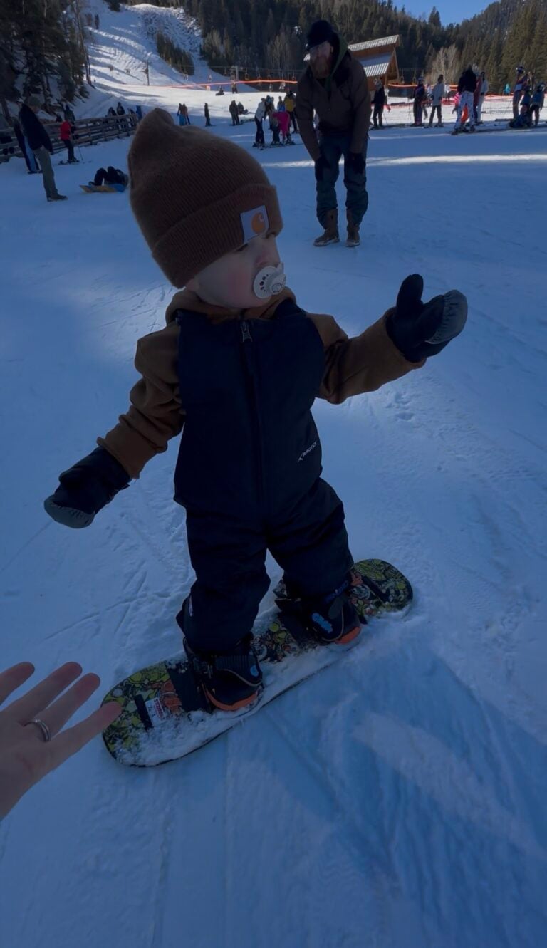 Toddler learning to ski